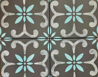 Seville Tile Stencil for Patios, Floors, Tiles and Walls - Moroccan Stencil - DIY Floor Project.Small, Medium, Large