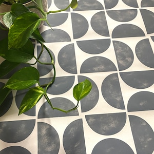 Crescent Tile Stencil for Patios, Floors, Tiles and Walls-Geometric Stencil - DIY Floor Project.