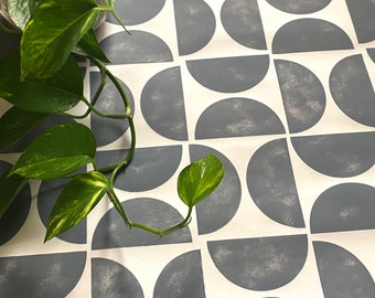 Crescent Tile Stencil for Patios, Floors, Tiles and Walls-Geometric Stencil - DIY Floor Project.