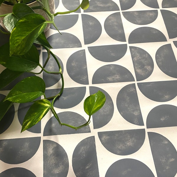 Crescent Tile Stencil for Patios, Floors, Tiles and Walls-Geometric Stencil - DIY Floor Project.