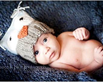 Owl Hat Knitting PATTERN 3 months to child size