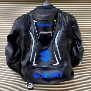 SUZUKI HAYABUSA Bike Racing Leather Jacket With Certified Protectors Premium Cowhide Leather Jacket Road Safety Jacket