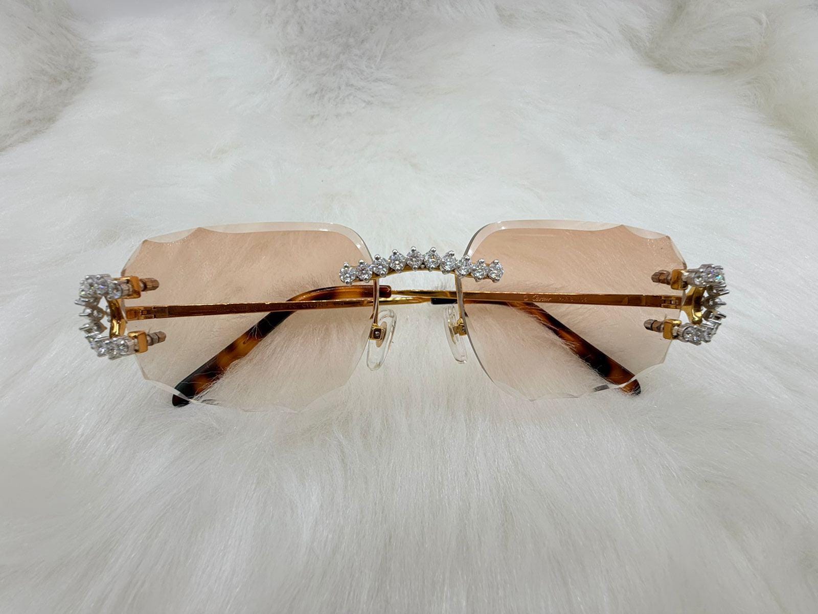 Cartier　ダイヤモンドカット　サングラス Cartier Blue Wood Blue Diamond Cut Lenses Sunglasses | eBay