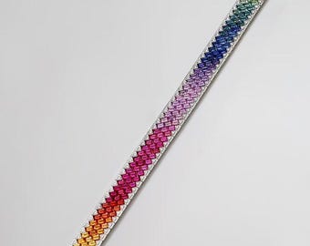Colour Gemstone Emerald Cut Moissanite Tennis Bracelet: Solid Gold Or Sterling Silver Bracelet