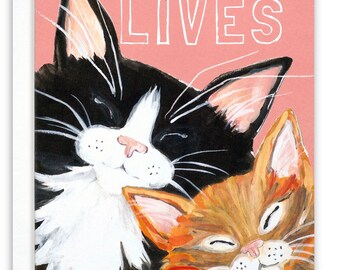 Best Friend Gift Cat Themed Gift Cute Tuxedo Cat Friendship Card Illustrated Cards