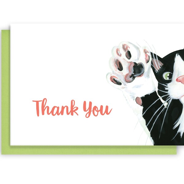 Tuxedo Cat Blank Thank You Notecards | 8 Blank Thank You Notecards - Meet Max™ Tuxedo Cat Cards