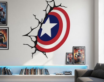 Superhero Shield Home Decor,Hero Cracked Shield Decor,Cracked Shield Superhero Gift,Metal Superhero Wall Art Decor,Shield Hero Wall Decor