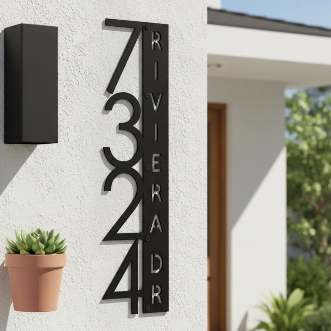 Custom House Number Sign,modern Metal Address Numbers,metal Address ...