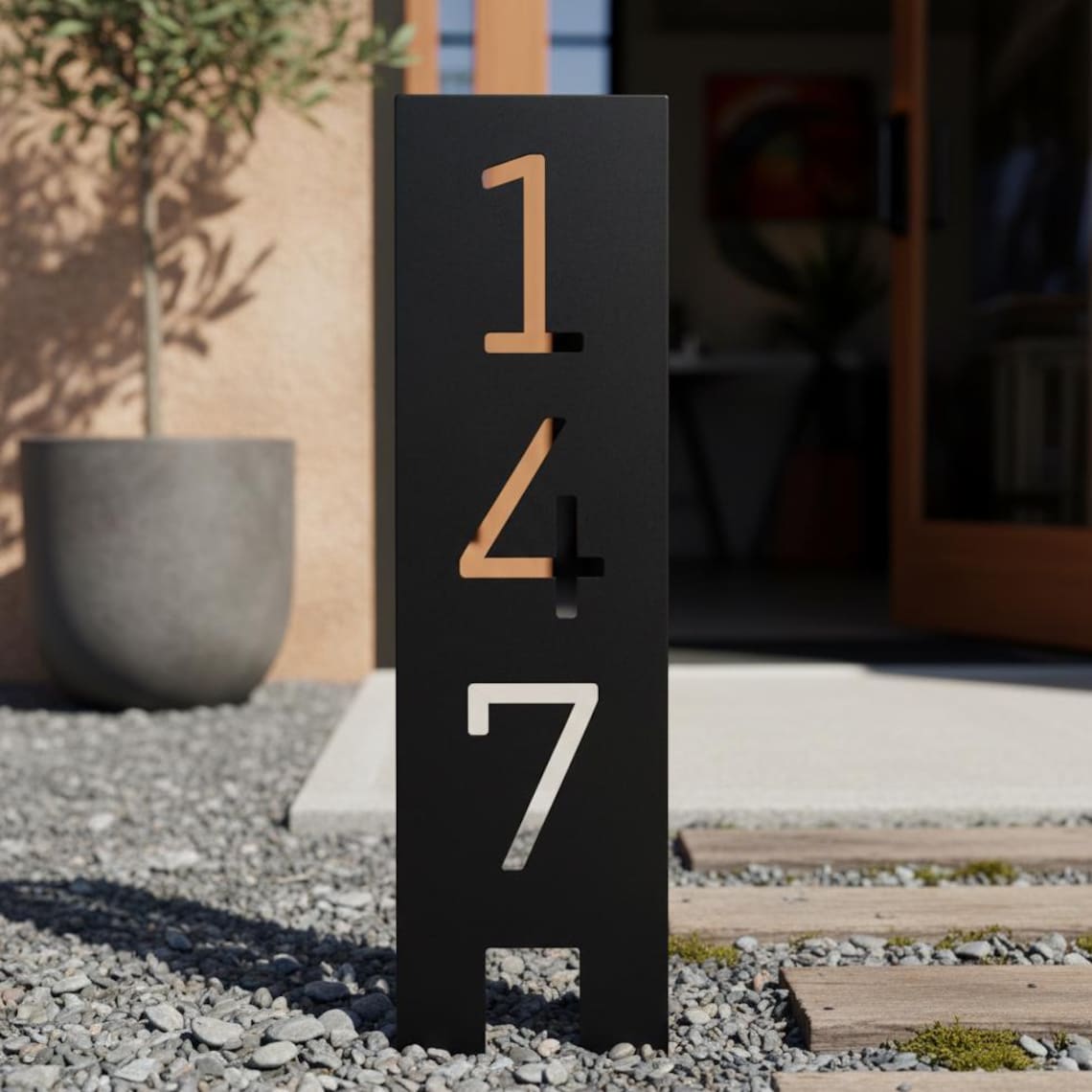 Custom House Number Sign,modern Metal Address Numbers,metal Address ...