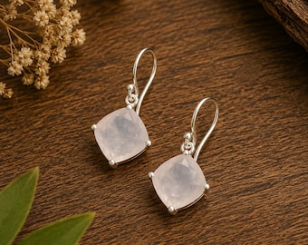 Sterling Silver Rose Quartz Earrings: Handcrafted Gemstone Jewelry