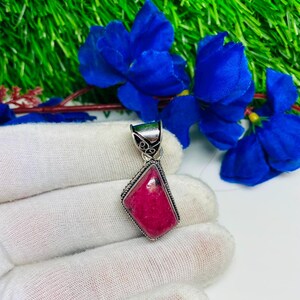 Genuine Ruby July Birthstone Pendant, Red gemstone zodiac Necklace, Minimalist Teardrop Jewelry, Silver 925 RBP-10