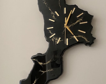 resin clock, wall clock, modern clock, design clock, Calabria clock, kitchen clock, living room clock