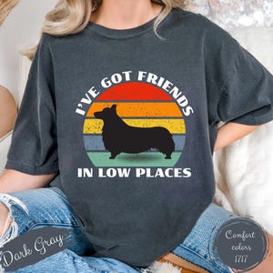 Funny Corgi Shirt, Comfort Colors, I&#39;ve Got Friends In Low Place, Corgi Mom Shirt, Pet Owners Gifts, Funny Dog Shirt, Retro Vintage Corgi