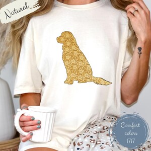 Comfortkleuren, Golden Retriever-shirt, bloemen Golden Retriever-shirt, Golden Retriever Mama, cadeau huisdiereigenaar, T-shirt Cottagecore, Hondenmoeder
