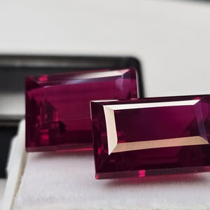 Certified Natural Red Ruby Pair 25–26 Ct Baguette Cut Loose Gemstones, Matching Ruby Stones for Earrings, Rings, Pendants & Jewelry Making
