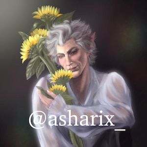 Astarion ”Sunflowers” Baldur’s Gate 3 Fanart Print l BG3 Digital Art | BG3 Fanart | Astarion Art Print | BG3 Portraits | Digital Portrait