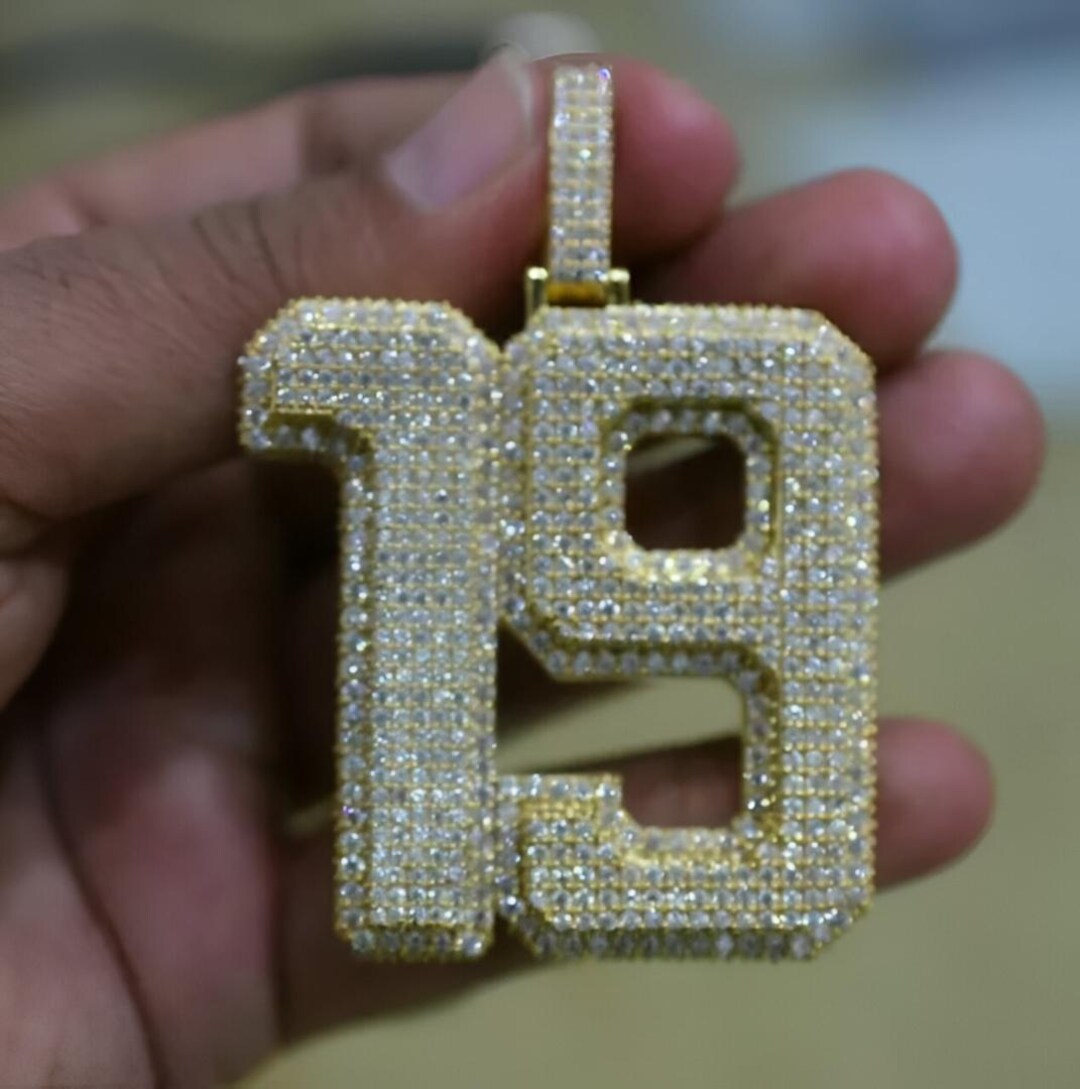 Rapper Pendant Numbers Customize Lucky Number Men's Charm Pendant, 925 Silver Customized Hip ...