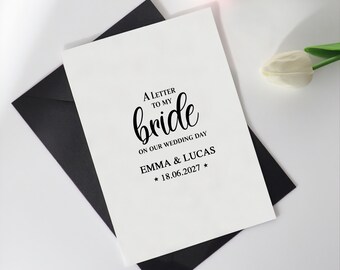 letter to bride on our wedding day card, A Letter To My Bride Card, personalised letter to bride card, love letter to bride card