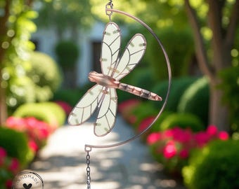 Carillon éolien libellule en métal rustique : décoration de jardin en forme de cloche