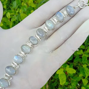 Rainbow Moonstone Bracelet, Handmade Jewelry, 925 Sterling Silver Bracelet, Natural Stone, Women Bracelet, Moonstone  Gemstone Bracelet Gift