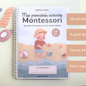 Montessori activity booklet PDF, sea theme, 2-4 years old, French busy book, educational children&#39;s workbook, summer vacation at the sea