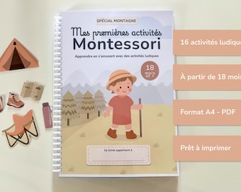 Montessori PDF activity booklet, mountain theme, 2-4 years old, French busy book, educational children's workbook, summer vacation