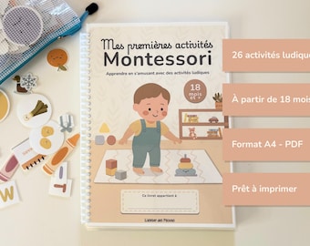Montessori activity booklet for 2-4 year olds to print, busy book PDF French, educational children's workbook: colors, shapes, numbers