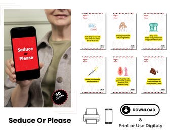 Seducir o complacer: 50 cartas de juego sensuales para parejas, un estimulante juego previo digital, imprimible para una cita traviesa, juegos románticos y picantes para enamorados.