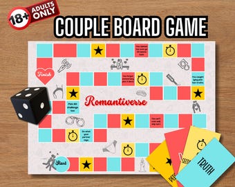 Spicy Couple Board Game Printable, Dirty Date Night Card Game for Adults, Romantic Bedroom Board Game for Him & Her, 18+ Fun Game for Lover