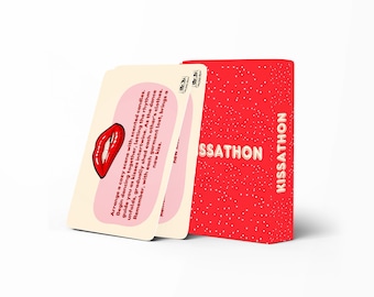 Kissathon: 35 Kissing & Flirty Dares for Couples – Sexy Adult Card Game, Date Night Ideas, Romantic Gift for Him Her, Naughty Fun
