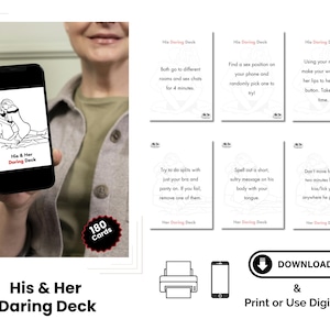 Sexy Couples Game Printable - His & Her Daring Deck, Spicy Dares and Dirty Challenges, Romantic Game for Couples, Flirty Adult Night Cards