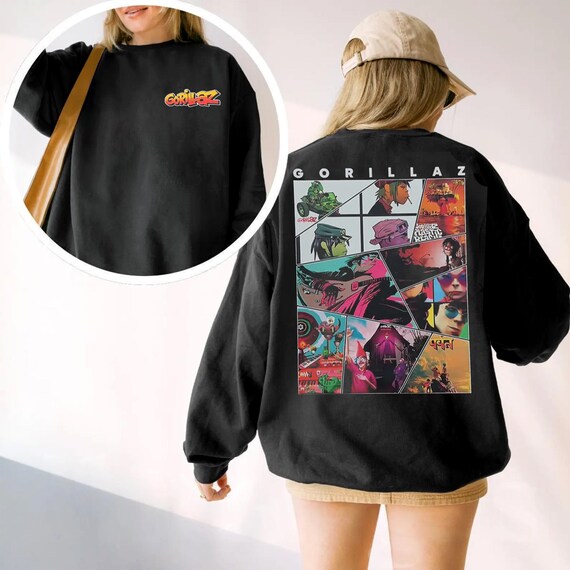 Gorillaz Retro Album Sweatshirt, Vintage Band Collage Crewneck, Indie Music Fan Gift