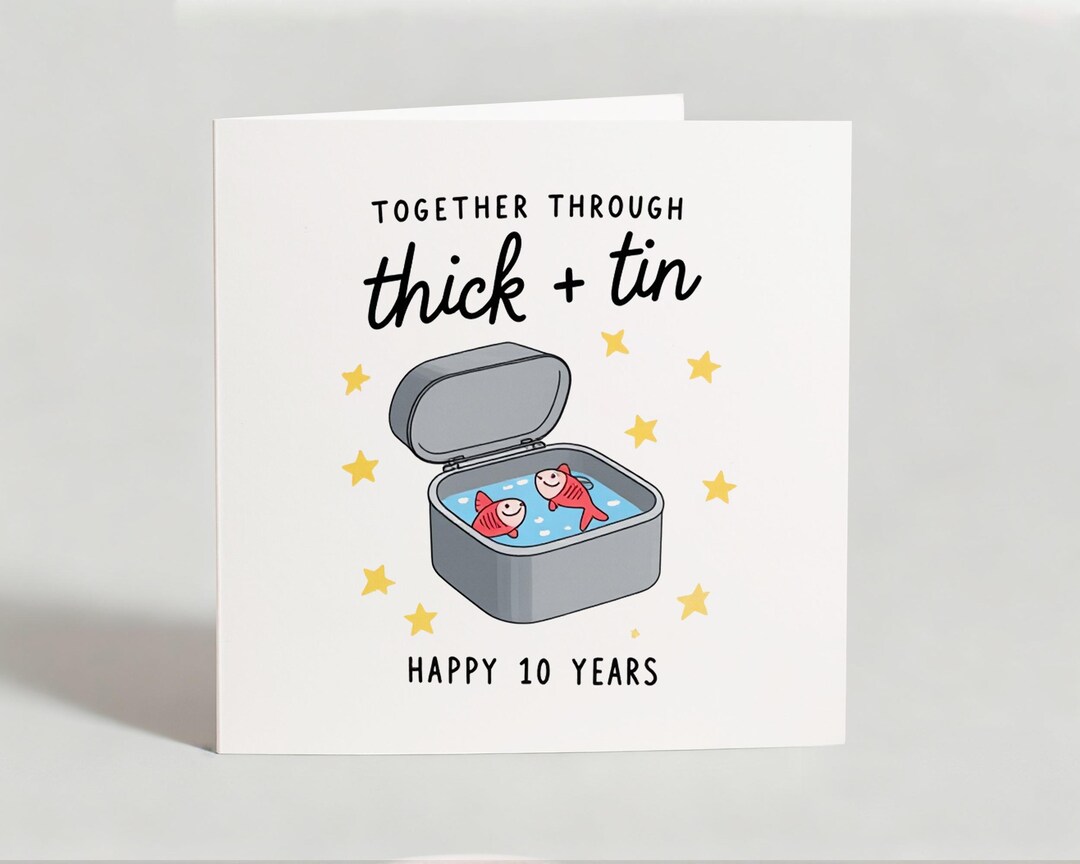 10 Year Anniversary Card for Husband, Wife 10th Anniversary Card, Tin ...