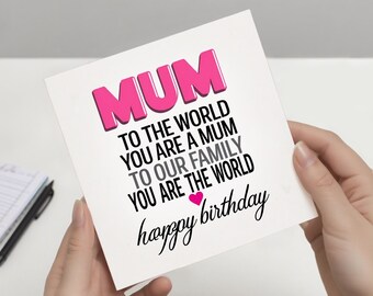 Mum Birthday Card, Mum Poem Birthday Card, Mum Birthday Card Poem, Birthday Card For Mum, Birthday Card Mum, Mum Birthday Gift For Her