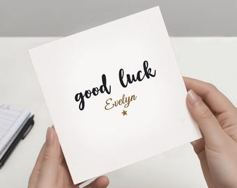 Personalised Good Luck Card, Good Luck Card, Custom Name Card, Exam Good Luck Card, Good Luck Card for Her, Simple Good Luck Card