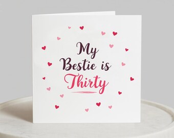 Mi mejor amiga cumple 30 años, tarjeta personalizada para mi 30 cumpleaños, regalo para mi mejor amiga, trigésimo cumpleaños