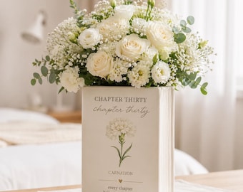 Personalisierte Keramik Buchvase, Kapitel 30 Geburtstagsgeschenk für sie, benutzerdefinierte Name Blumenvase, 30.Geburtstagsgeschenk für sie, Buch-Liebhaber-Dekor