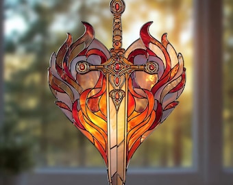 Fireheart Suncatcher, Throne of ACRYLIC Fantasy TOG Bookish Window Hanging, Aelin Galathynius ACRYLIC Wall Art,Book Lover Gift,Bookshelf