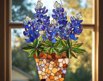 Texas Bluebonnet Blumen Acryl Hänge Dekor, Floral Fenster Suncatcher mit Bluebonnet, Muttertagsgeschenk, Texas Wildblumen Geschenk für Mama