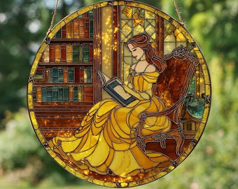 魔法のバラ | 美女と野獣 | ステンドグラスパネル | ロマンチックな