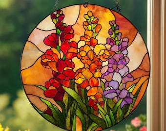 Snapdragonblomma GLAS Suncatcher-hängande, paradisglas, fönsterhängande, Suncatcher-prydnad, paradisälskare, köksinredning, present till mamma