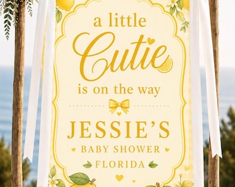 Zitrone Babyparty Hintergrund Banner Willkommensschild Fotostand Hintergrund Anzeige Party Eingang Tischdekoration Zitrus Thema Aquarell