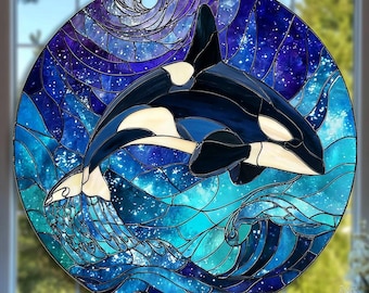 Sternenlicht-Orca, Walhai-Verzierung, Muttertagsgeschenk, Weihnachtsdekoration, Ozean-Themaverzierung, Nachtfantastische Verzierung, Fensterbehang