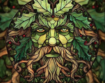 Atrapasol de vidrieras con forma de hombre verde, decoración inspirada en la naturaleza, diseño celta, decoración única para el hogar, regalo para amantes de la naturaleza, regalo espiritual, Navidad
