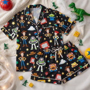 Toy Story Pajama Set, Woody Buzz Lightyear Sleepwear, Cute Disney Pixar Character PJs, Matching Shirt and Shorts, Birthday Gift for Kids