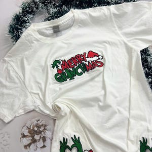 Merry Grinchmas – Grinch style Christmas embroidered shirt, unique Christmas embroidered shirt, Christmas gift