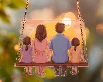 Personalisierte Familien Porträt Acryl Fensterbehang: Mama Geschenk Ornament NICHT GLAS