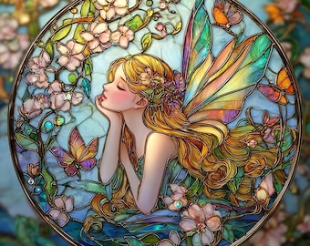 Fee Suncatcher Fensterschmuck, Fantasy Garten Dekor, Wand Dekoration, Feen Liebhaber Geschenke, Geschenk für Mama, Geburtstagsgeschenk für Sie