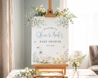 Personalisiertes Babyparty Willkommensschild, Alberne Gans Babyparty Poster, benutzerdefinierte Babyparty Dekor, druckbares Duscheschild