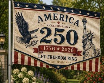 Amerika 250 Jahre, arbeitet immer noch an Freiheit und Gerechtigkeit für ALLE Yard-Garten-Haus-Flagge, philosophische Linke-Menschenrechtsaktivistin